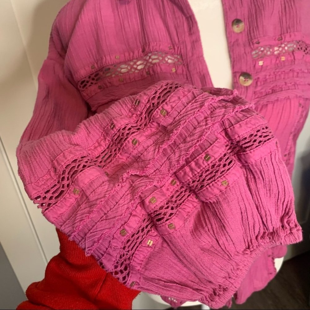 Free People Summer Stars Button Up Shirt Size XS - Picture 4 of 12